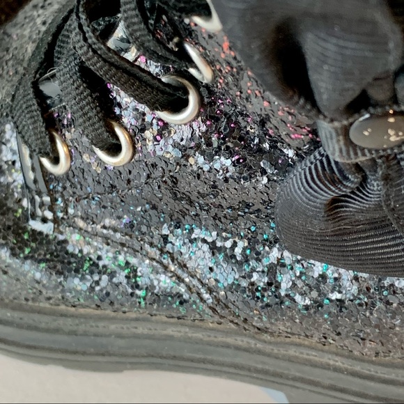 JOJO SIWA Black Glitter/Sparkle Bow High-Top Sneakers—SZ. 6 - Picture 6 of 16